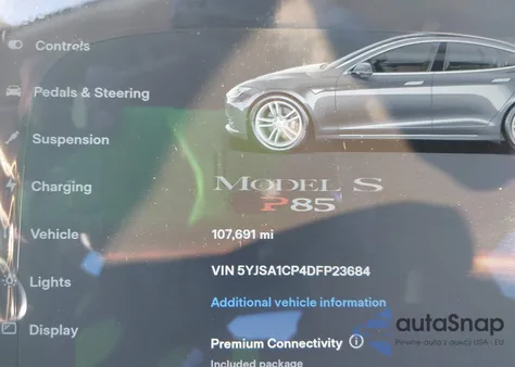 2013 Tesla Model S Performance из США, поврежденный, VIN 5YJSA1CP4DFP23684